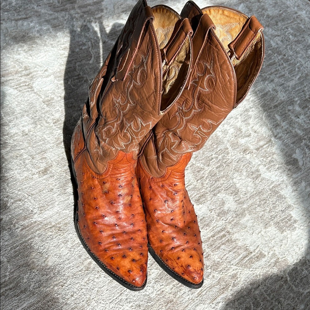 Genuine Ostrich Full Quill Leather Western Boots - Picture 2 of 14